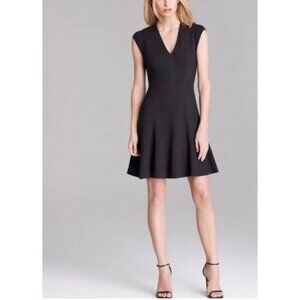 Rebecca Taylor Textured V Neck Cap Sleeve Flare Dress Size 2